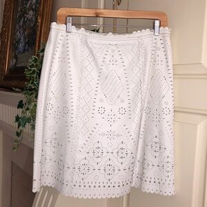 Worth White Perforated Real Leather Skirt Size 8